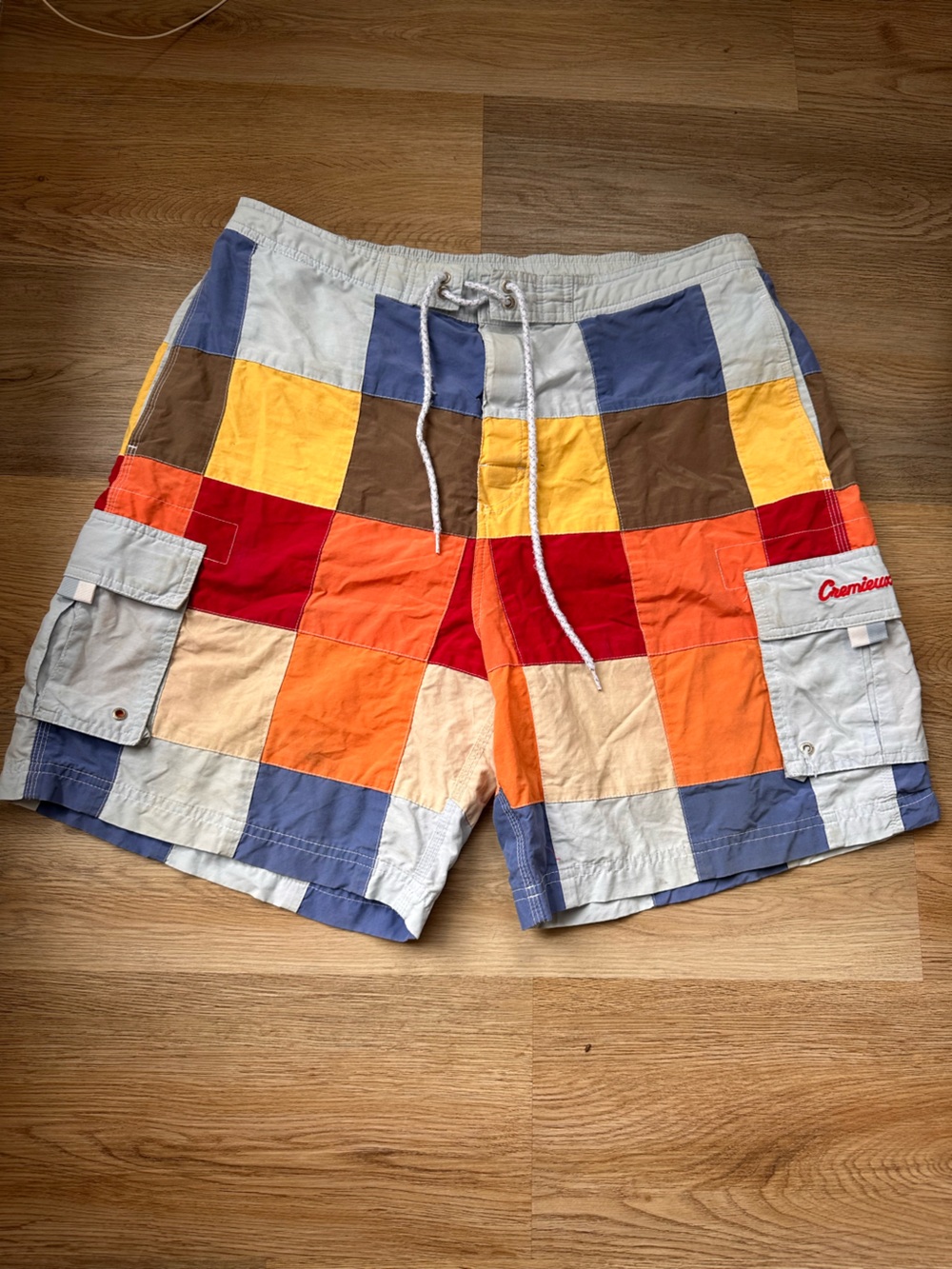 Daniel Cremieux Y2K Patchwork Colorblock Cargo Board Shorts Size XL